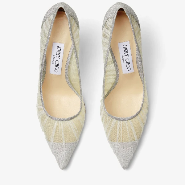 Ivory and Silver Jimmy Choo Love 85 Pumps, view 4 | Heels