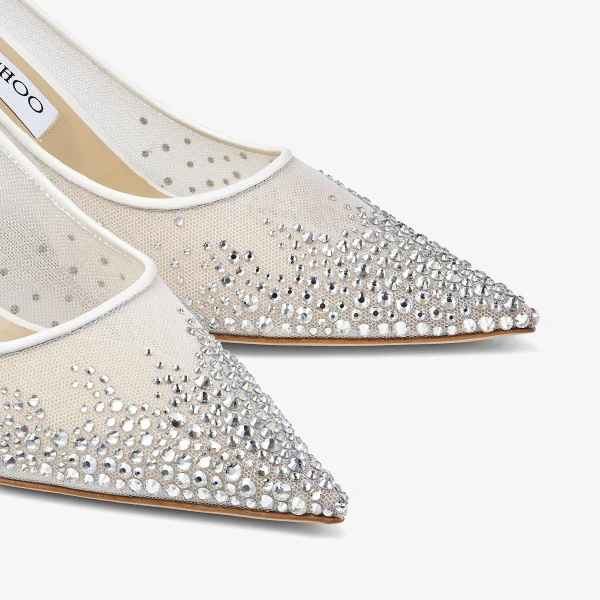 White and Crystal Jimmy Choo Love 85 Pumps, view 3 | Heels
