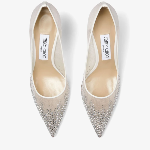 White and Crystal Jimmy Choo Love 85 Pumps, view 4 | Heels
