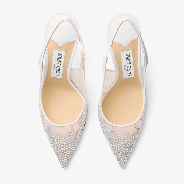 White and Crystal Jimmy Choo Love Slingback 85, view 5 | Heels
