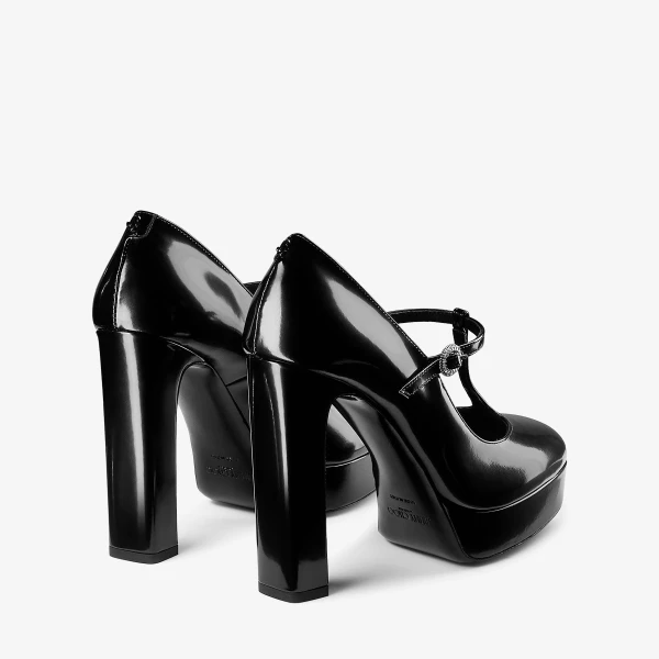 Black and Crystal Jimmy Choo Marene Mary Jane 120 Pumps, view 6 | Heels