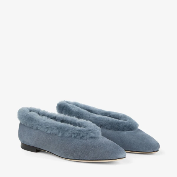 Arctic Blue Jimmy Choo Margot Flat, view 3 | Flats
