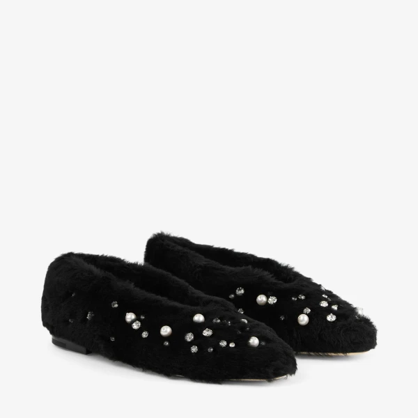 Black Mix Jimmy Choo Margot Flat, view 3 | Flats