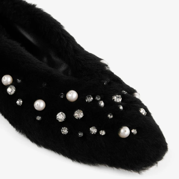 Black Mix Jimmy Choo Margot Flat, view 4 | Flats