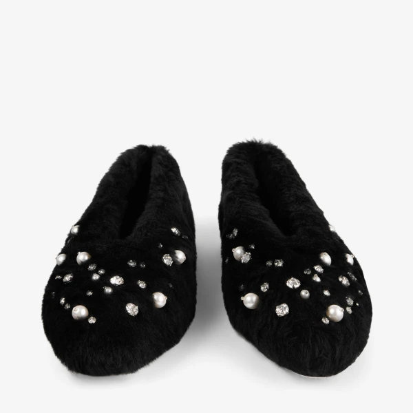 Black Mix Jimmy Choo Margot Flat, view 5 | Flats