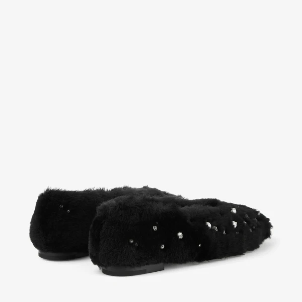 Black Mix Jimmy Choo Margot Flat, view 6 | Flats