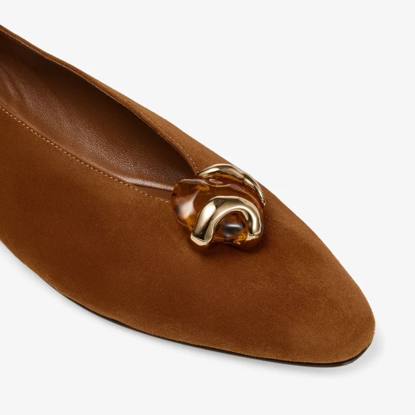 Tan and Amber Jimmy Choo Margot Flat, view 4 | Flats