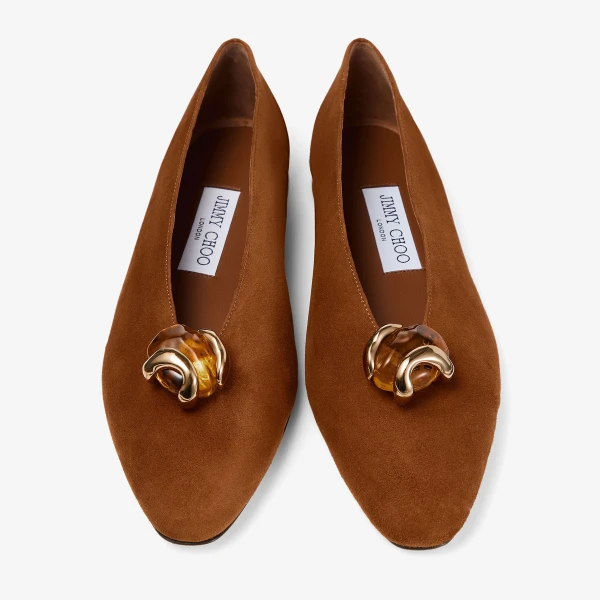 Tan and Amber Jimmy Choo Margot Flat, view 5 | Flats