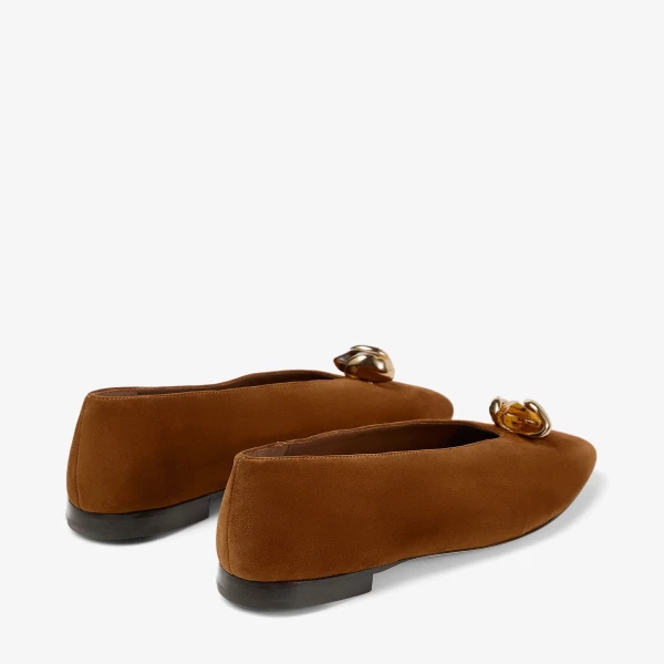 Tan and Amber Jimmy Choo Margot Flat, view 6 | Flats