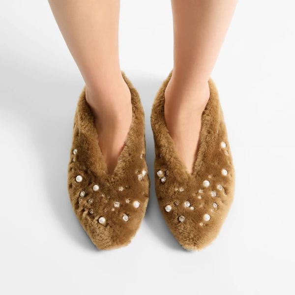 Teddy Mix Jimmy Choo Margot Flat, view 2 | Flats