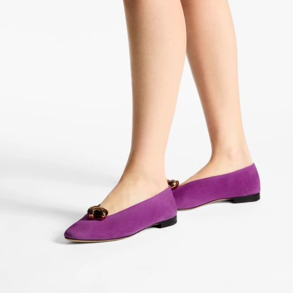 Violet Orchid and Dark Amber Jimmy Choo Margot Flat, view 2 | Flats