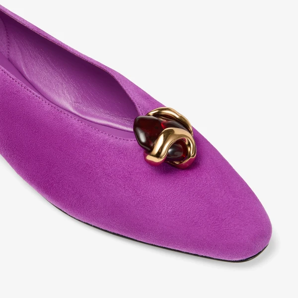 Violet Orchid and Dark Amber Jimmy Choo Margot Flat, view 4 | Flats