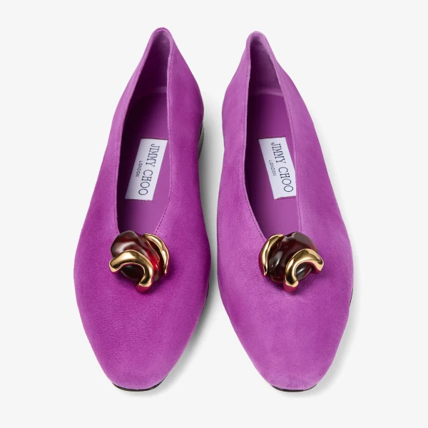 Violet Orchid and Dark Amber Jimmy Choo Margot Flat, view 5 | Flats