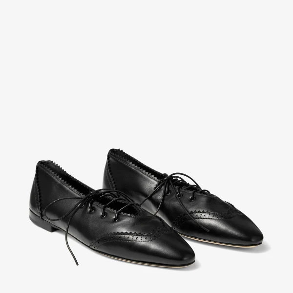 Black Jimmy Choo Margot Lace Up Flat, view 3 | Flats