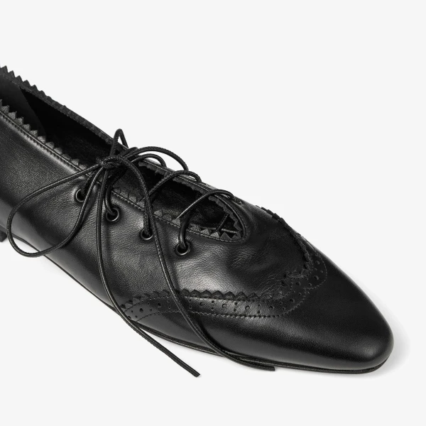 Black Jimmy Choo Margot Lace Up Flat, view 4 | Flats