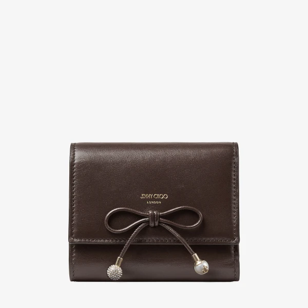Chocolate, Chai and Light Gold Jimmy Choo Marinda Wallet, view 2 | Wallets & Purses