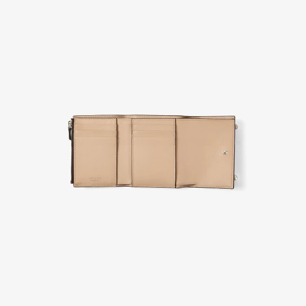 Chocolate, Chai and Light Gold Jimmy Choo Marinda Wallet, view 3 | Wallets & Purses