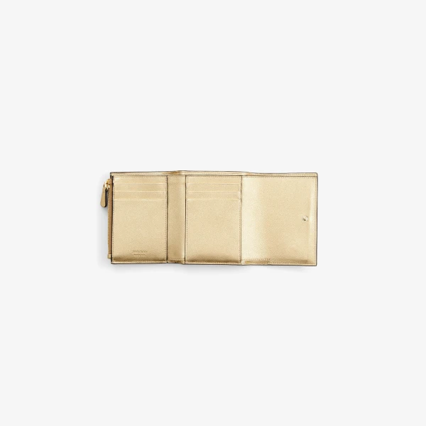 Gold and Light Gold Jimmy Choo Marinda Wallet, view 3 | Wallets & Purses
