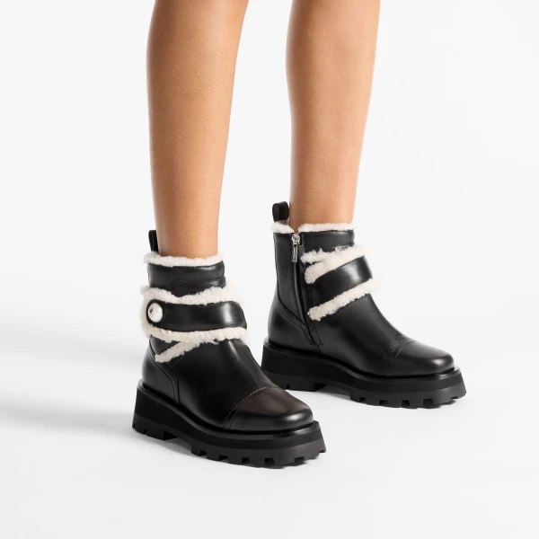 Black and Natural Jimmy Choo Meena Flat, view 2 | Boots