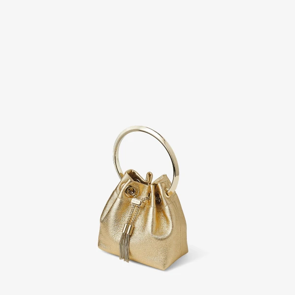 Gold Jimmy Choo Micro Bon Bon Bucket Bag, view 2 | Bucket Bags