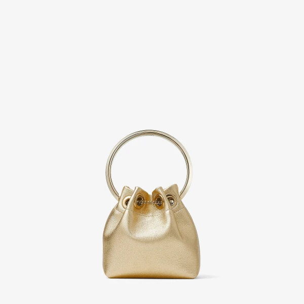 Gold Jimmy Choo Micro Bon Bon Bucket Bag, view 6 | Bucket Bags