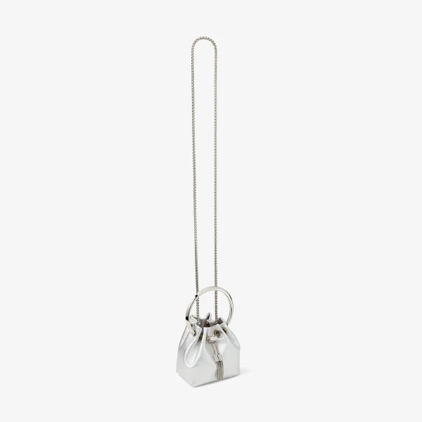 Silver Jimmy Choo Micro Bon Bon Bucket Bag, view 4 | Bucket Bags