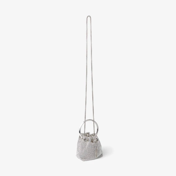Silver Jimmy Choo Micro Bon Bon Bucket Bag, view 4 | Bucket Bags