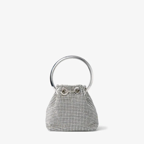 Silver Jimmy Choo Micro Bon Bon Bucket Bag, view 5 | Bucket Bags