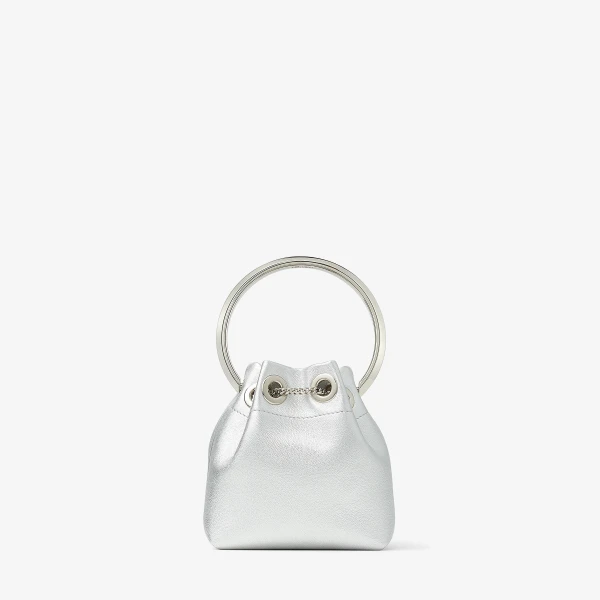 Silver Jimmy Choo Micro Bon Bon Bucket Bag, view 6 | Bucket Bags