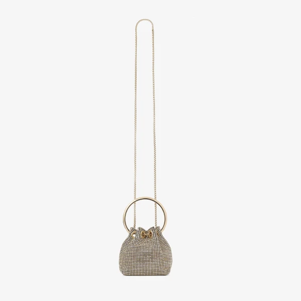 Champagne and Light Gold Jimmy Choo Micro Bon Bon Mini Bag, view 5 | Bucket Bags