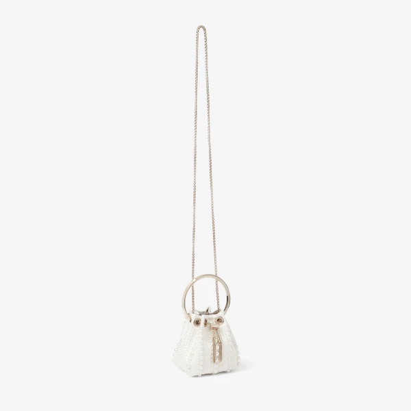 Ivory Jimmy Choo Micro Bon Bon Mini Bag, view 5 | Bucket Bags