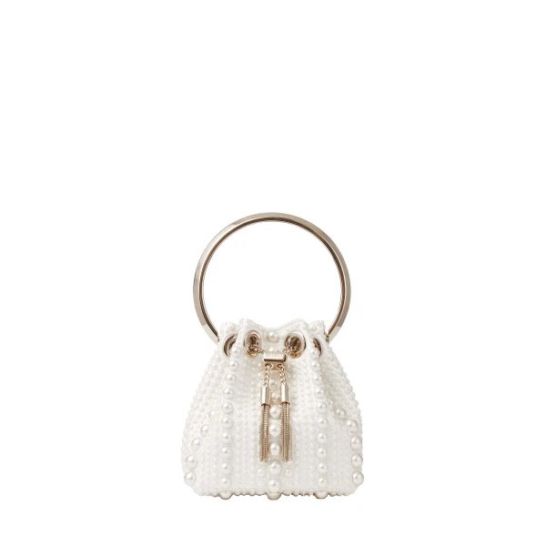 Ivory Jimmy Choo Micro Bon Bon Mini Bag | Bucket Bags