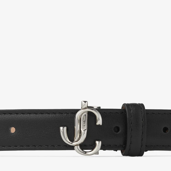 Black and Silver Jimmy Choo Mini Helina Belt, view 3 | Belts
