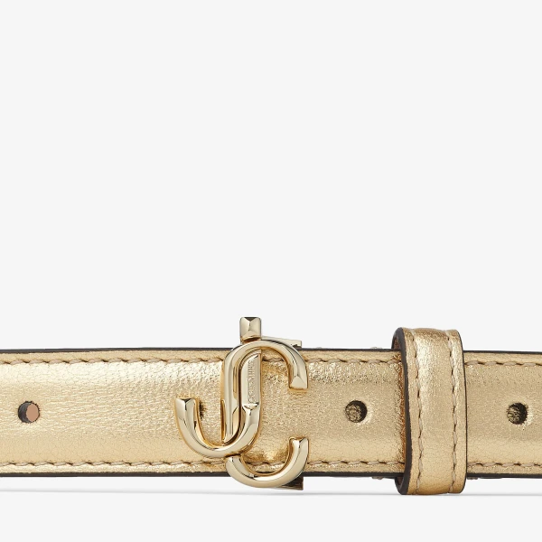 Gold and Light Gold Jimmy Choo Mini Helina Belt, view 2 | Belts