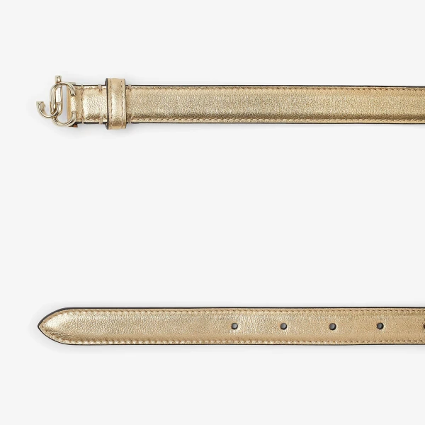 Gold and Light Gold Jimmy Choo Mini Helina Belt, view 3 | Belts