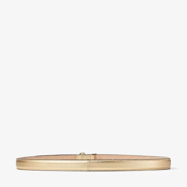 Gold and Light Gold Jimmy Choo Mini Helina Belt, view 4 | Belts