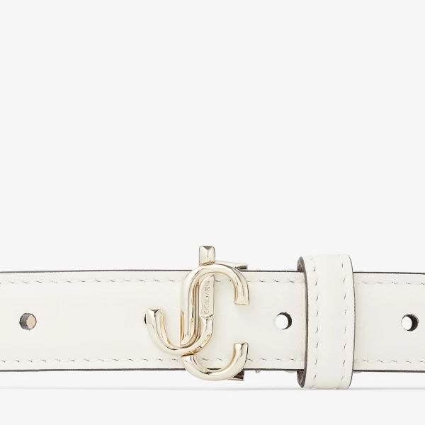 Latte and Light Gold Jimmy Choo Mini Helina Belt, view 2 | Belts