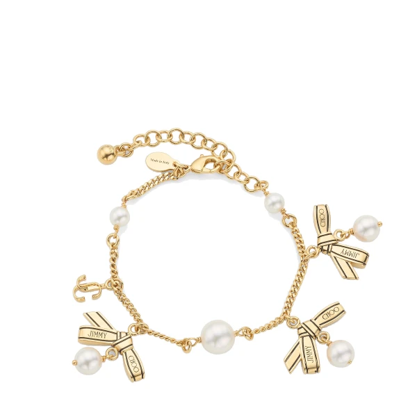 Metallic Jimmy Choo Multi Charm Ribbon Bracelet | Bracelets