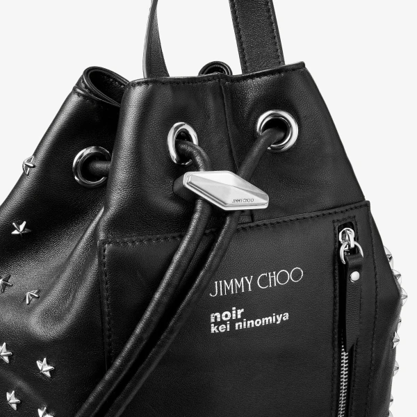 Black and Antique Silver Jimmy Choo Noir Kei Ninomiya Backpack, view 3 | Backpacks