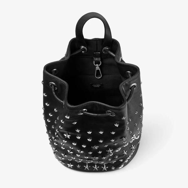 Black and Antique Silver Jimmy Choo Noir Kei Ninomiya Backpack, view 4 | Backpacks
