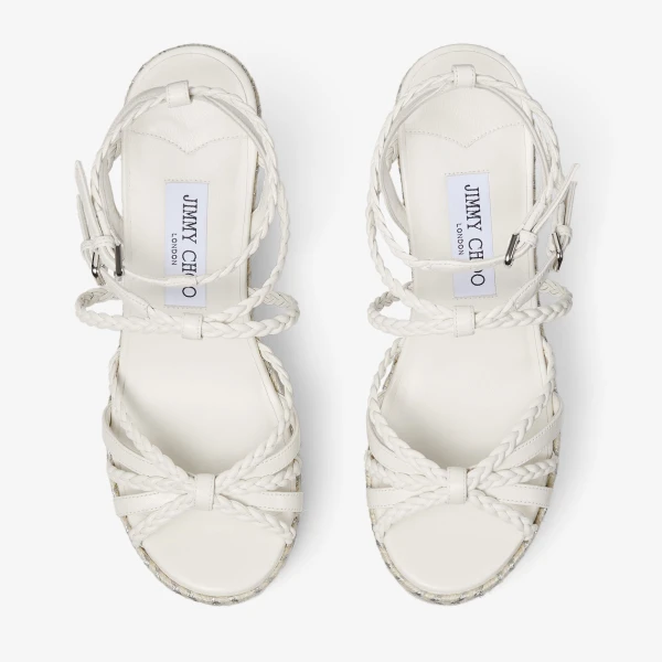 Latte and Natural Jimmy Choo Nyra 100 Wedges, view 5 | Sandals