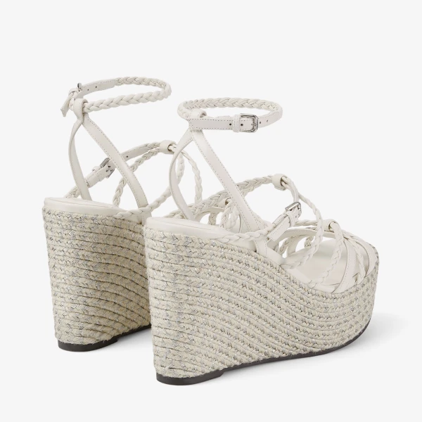 Latte and Natural Jimmy Choo Nyra 100 Wedges, view 6 | Sandals