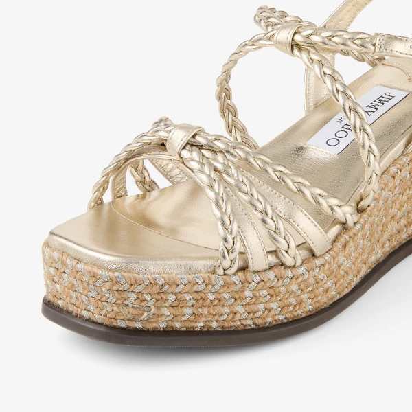 Soft Gold Mix Jimmy Choo Nyra 60 Wedges, view 4 | Sandals