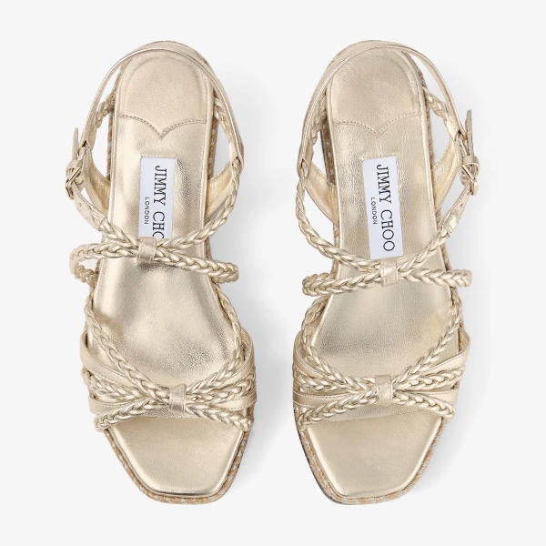 Soft Gold Mix Jimmy Choo Nyra 60 Wedges, view 5 | Sandals