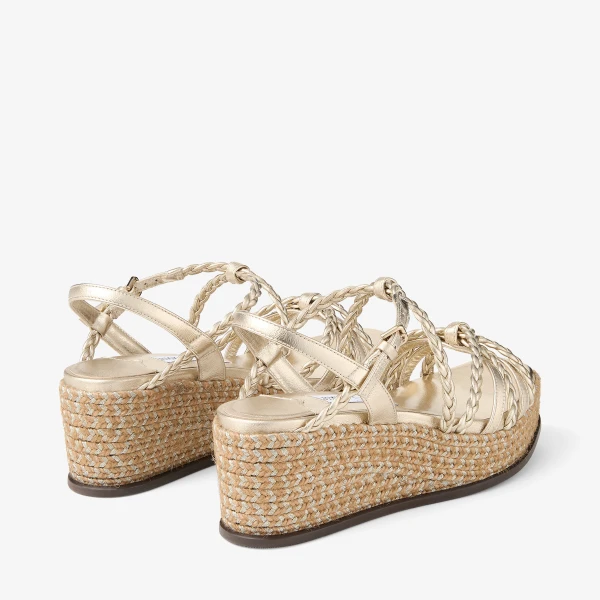 Soft Gold Mix Jimmy Choo Nyra 60 Wedges, view 6 | Sandals