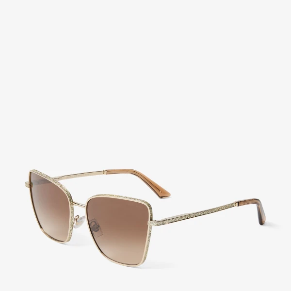 Pale Gold Jimmy Choo Orli Sunglasses, view 2 | Sunglasses