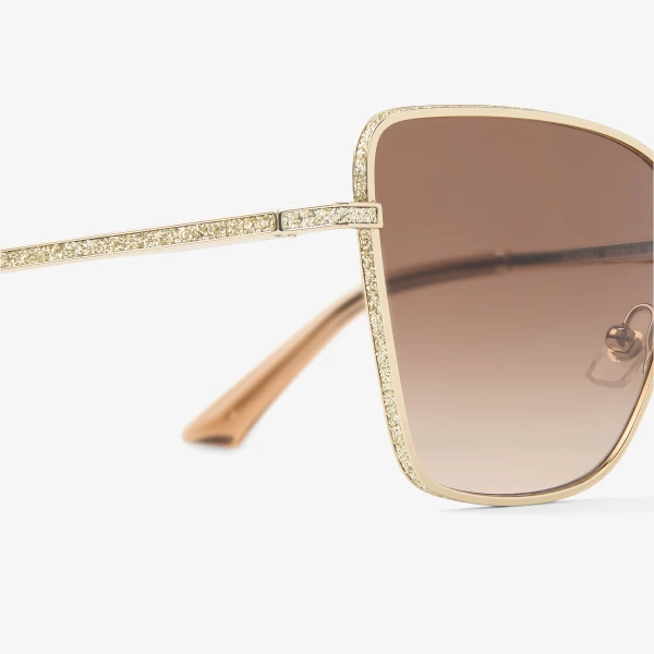 Pale Gold Jimmy Choo Orli Sunglasses, view 3 | Sunglasses