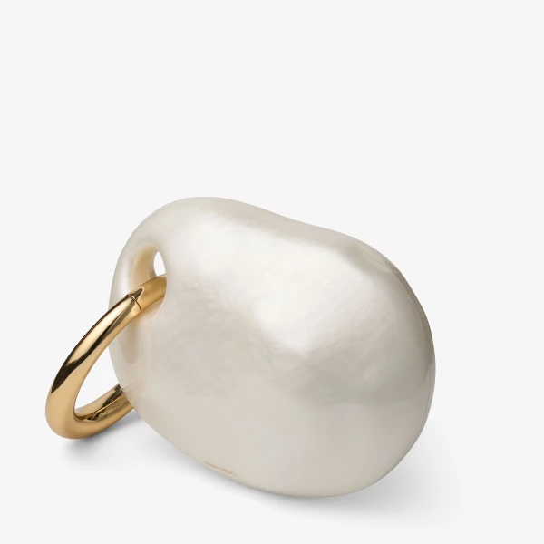 Natural and Light Gold Jimmy Choo Oyster Bracelet, view 4 | Clutch Bags