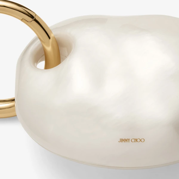 Natural and Light Gold Jimmy Choo Oyster Bracelet, view 5 | Clutch Bags