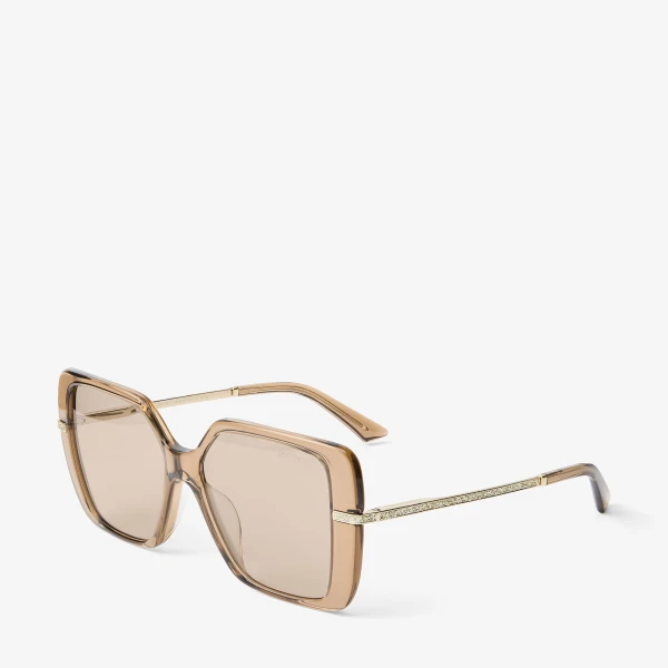 Transparent TAN Jimmy Choo Pati Sunglasses, view 2 | Sunglasses